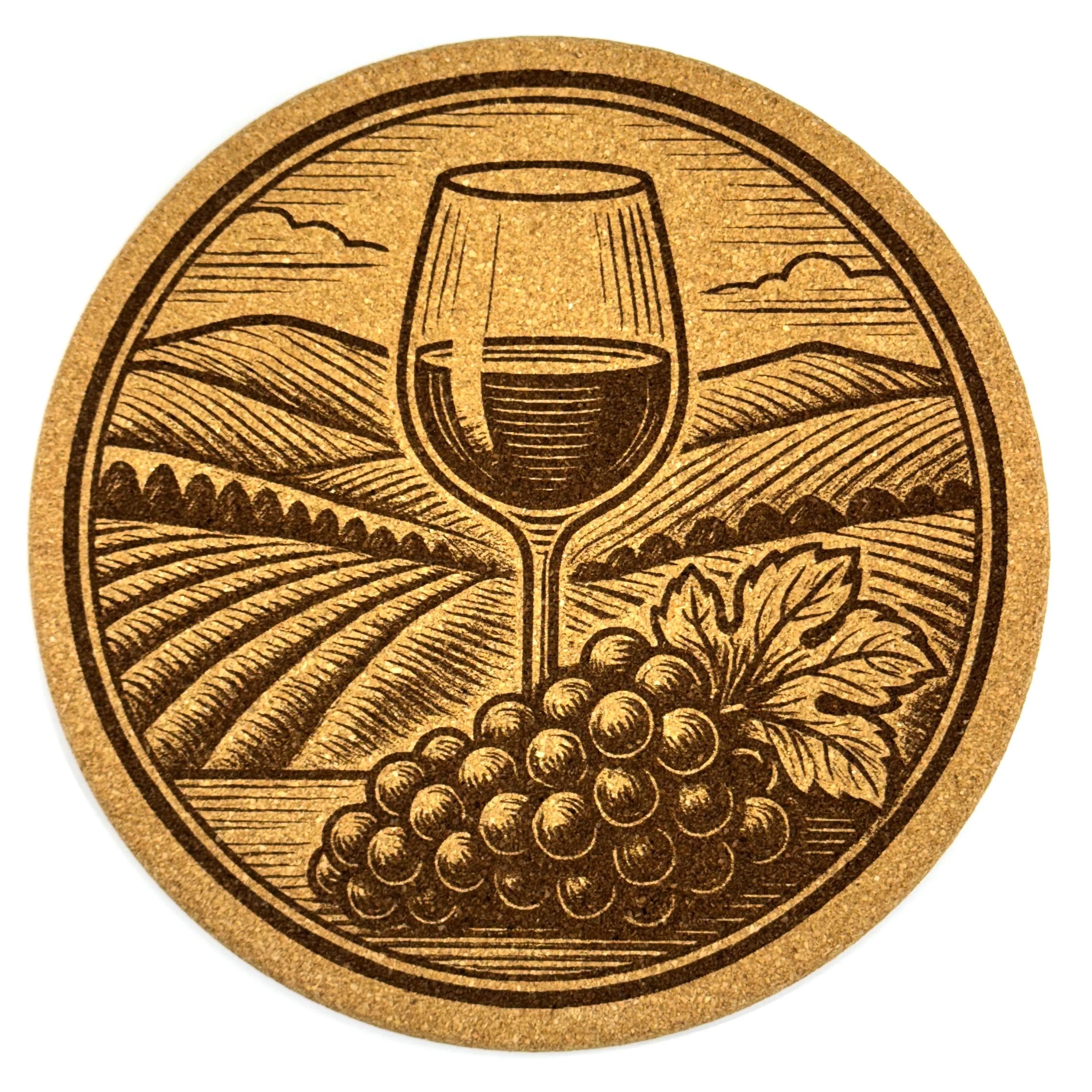 Custom or Pre-Designed 8" Cork Trivet – Laser Engraved Round Hot Pad – Personalized Kitchen Gift