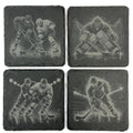 Ice Hockey Action Scenes, Set of 4 Laser Engraved Slate Coasters