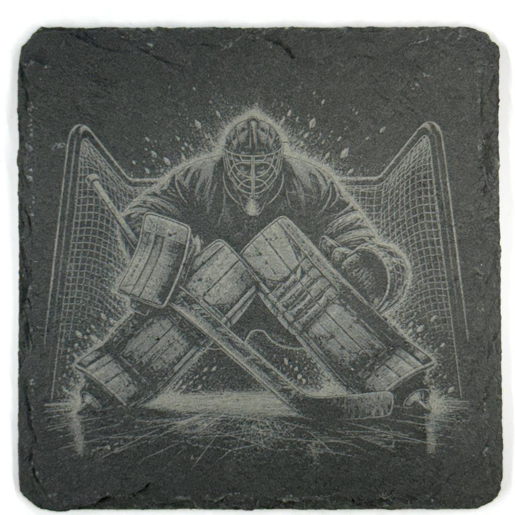 Ice Hockey Action Scenes, Set of 4 Laser Engraved Slate Coasters
