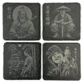 Japanese Samurai Warrior Collection, Set of 4 Laser Engraved Slate Coasters