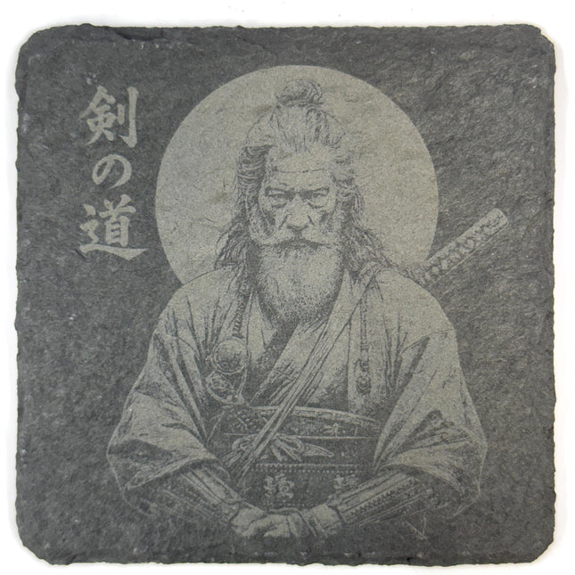 Japanese Samurai Warrior Collection, Set of 4 Laser Engraved Slate Coasters