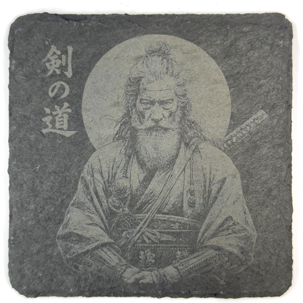 Japanese Samurai Warrior Collection, Set of 4 Laser Engraved Slate Coasters