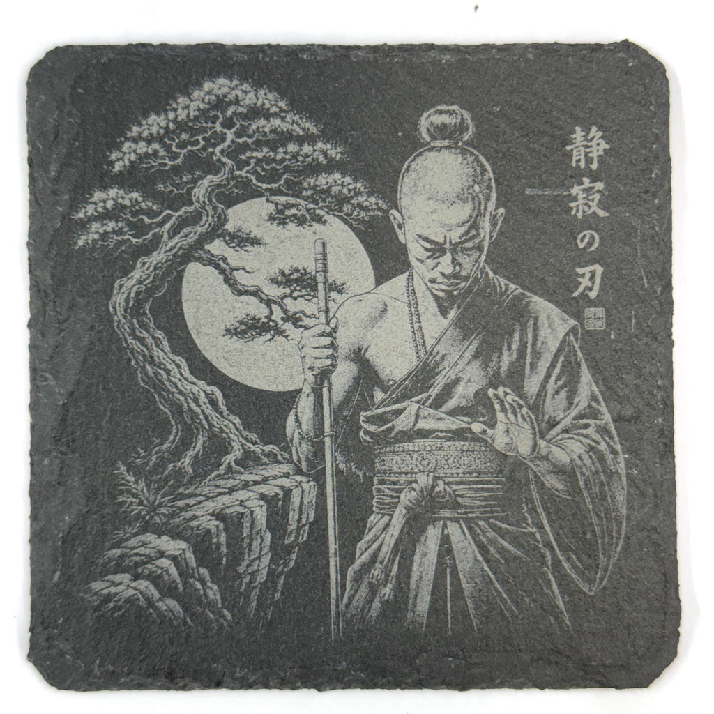 Japanese Samurai Warrior Collection, Set of 4 Laser Engraved Slate Coasters