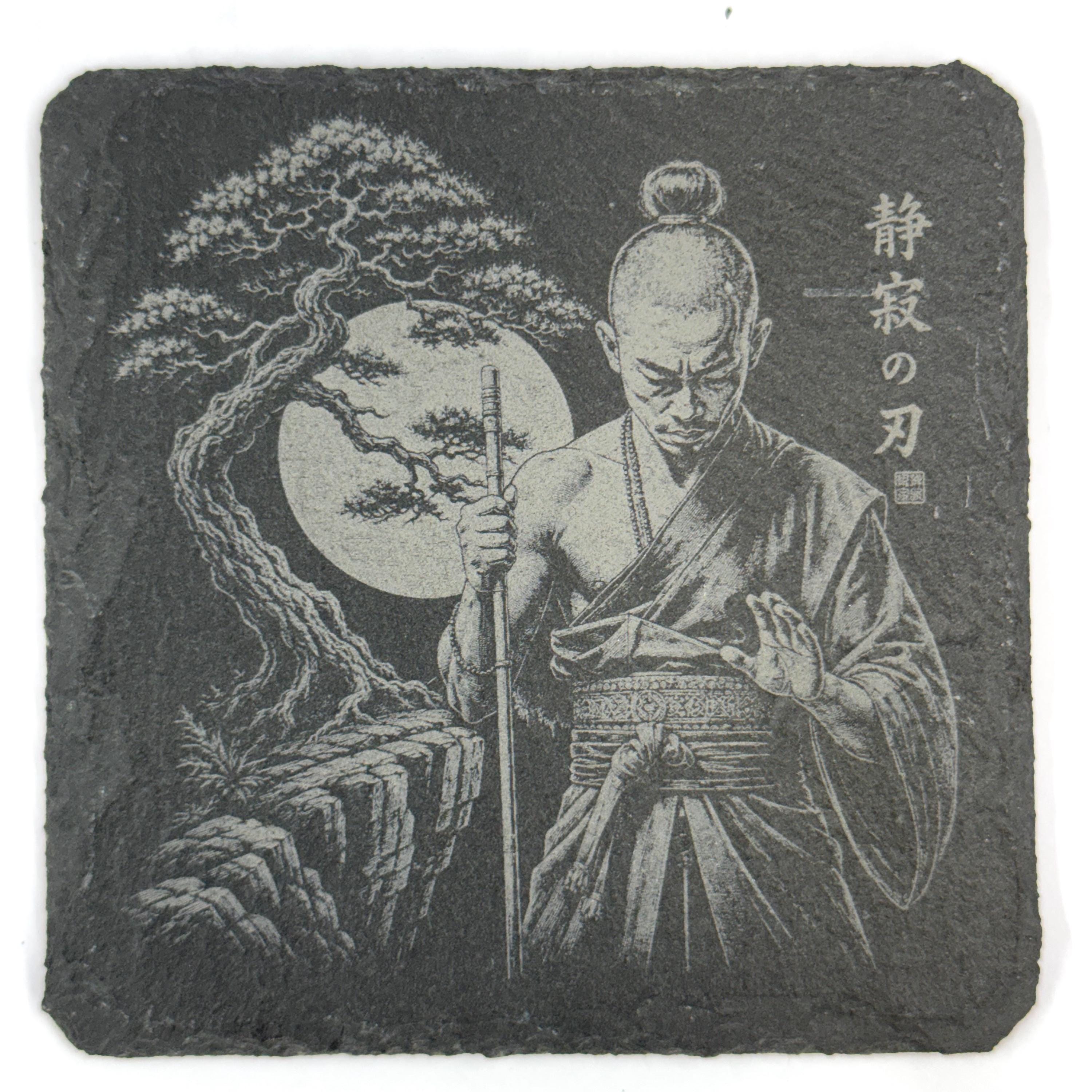 Japanese Samurai Warrior Collection, Set of 4 Laser Engraved Slate Coasters