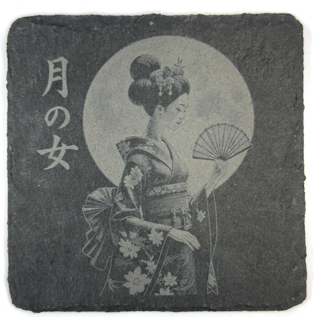 Japanese Geisha Collection, Set of 4 Laser Engraved Slate Coasters