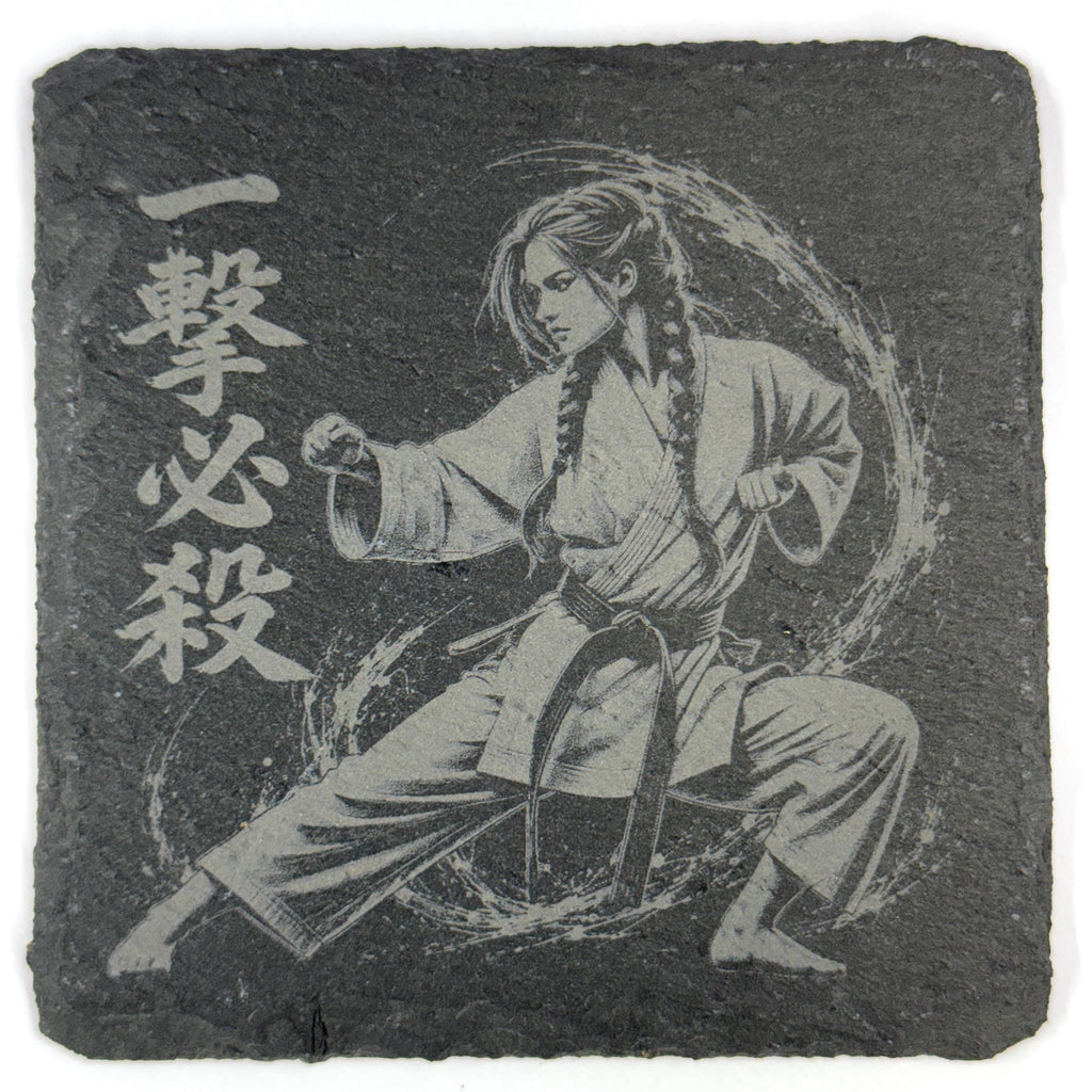 Karate Martial Arts Set of 4 Laser Engraved Slate Coasters