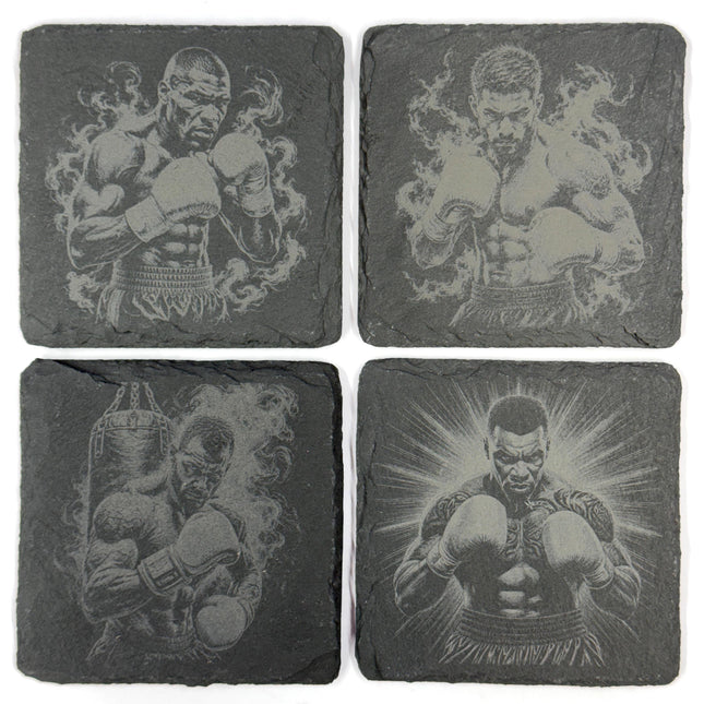 Boxing Champions Set of 4 Laser Engraved Slate Coasters