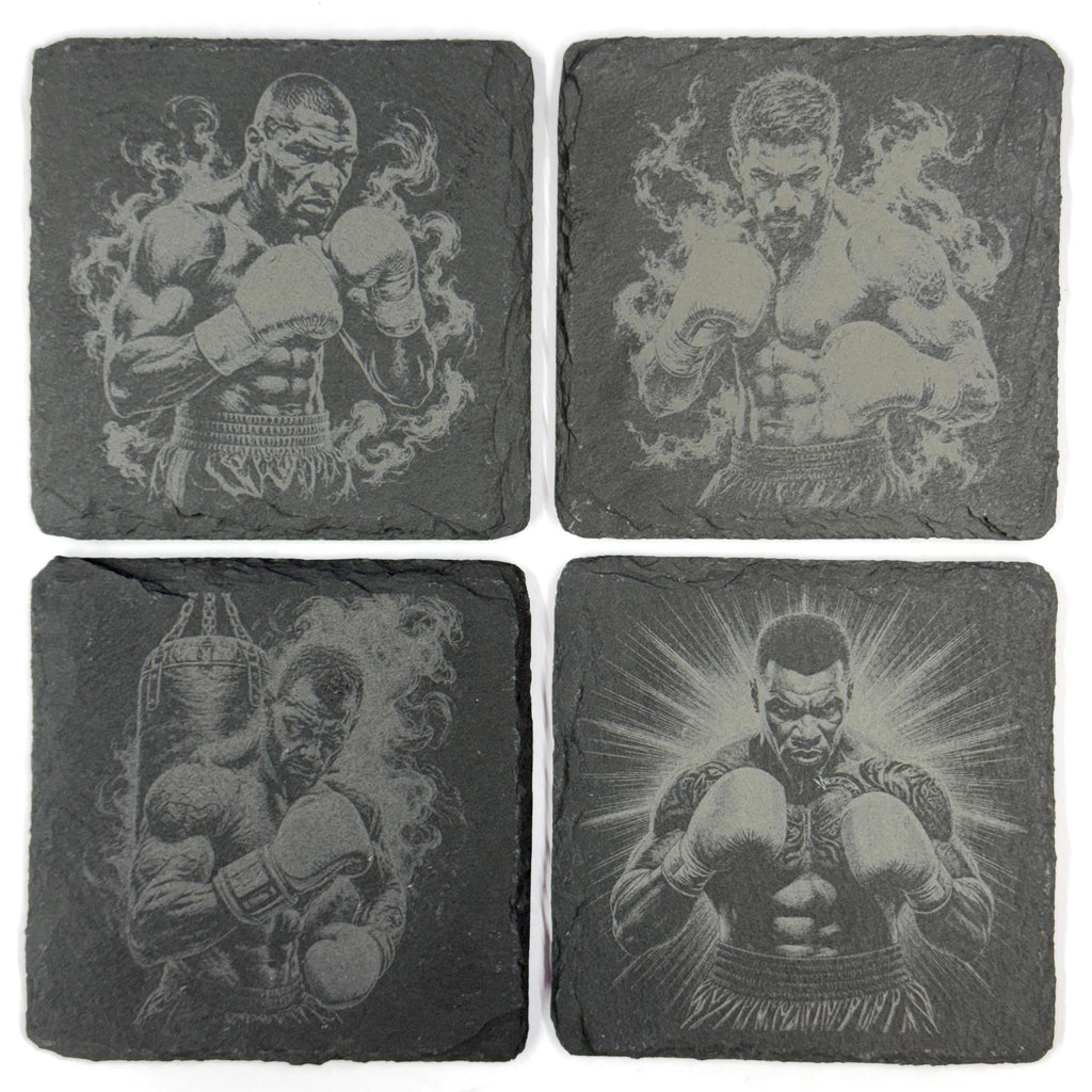 Boxing Champions Set of 4 Laser Engraved Slate Coasters