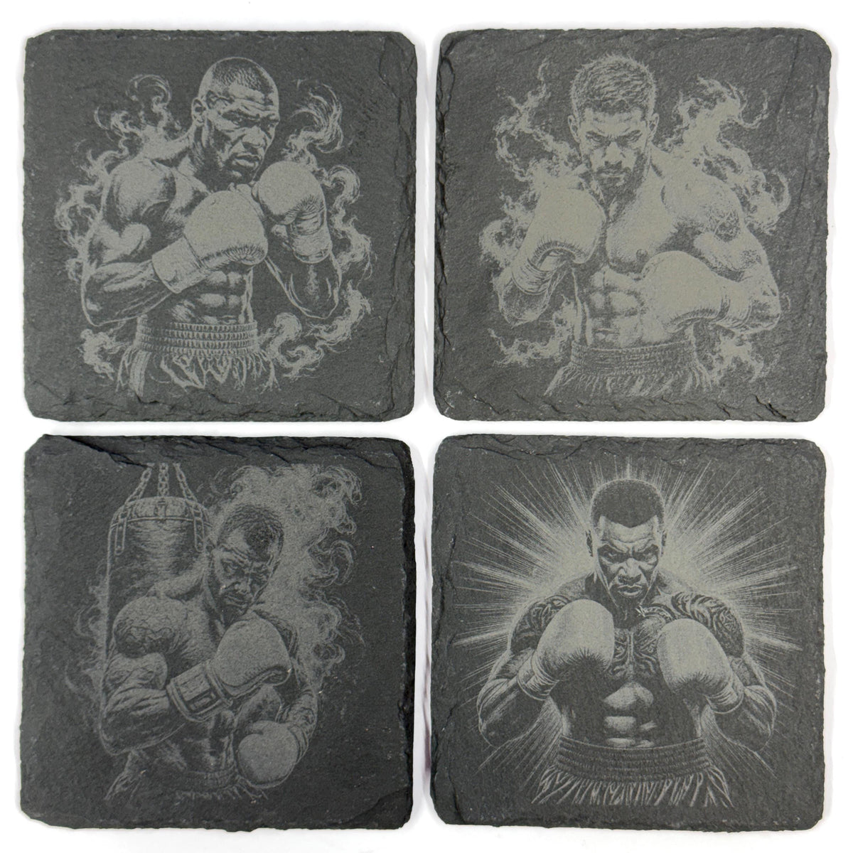 Boxing Champions Set of 4 Laser Engraved Slate Coasters