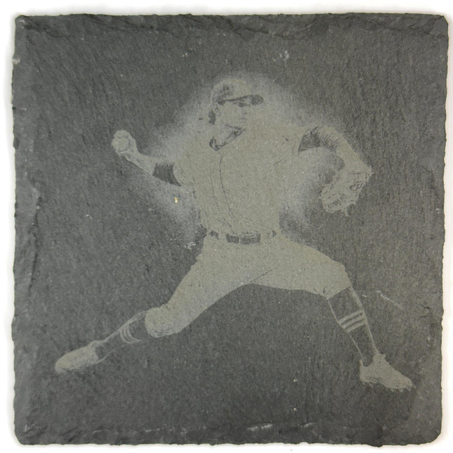 Baseball Players and Catchers Set of 4 Laser Engraved Slate Coasters