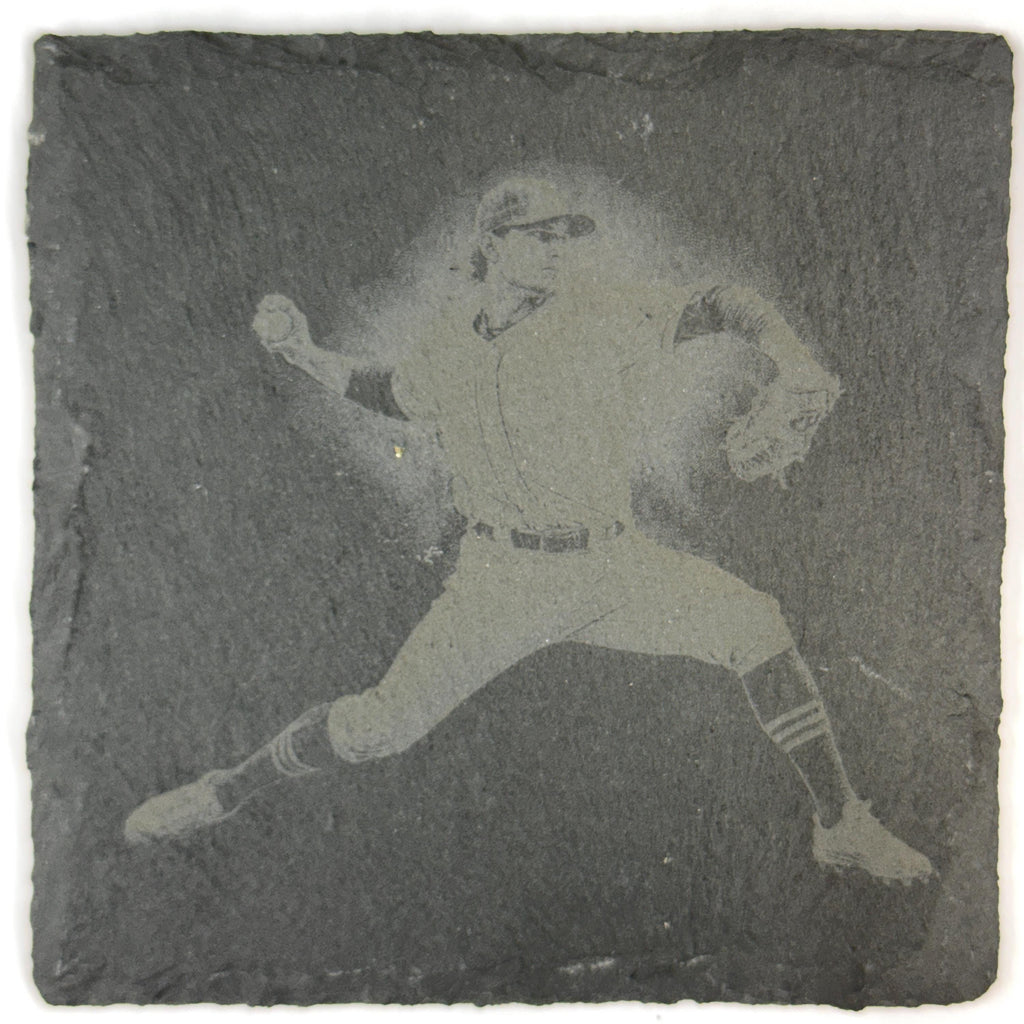 Baseball Players and Catchers Set of 4 Laser Engraved Slate Coasters