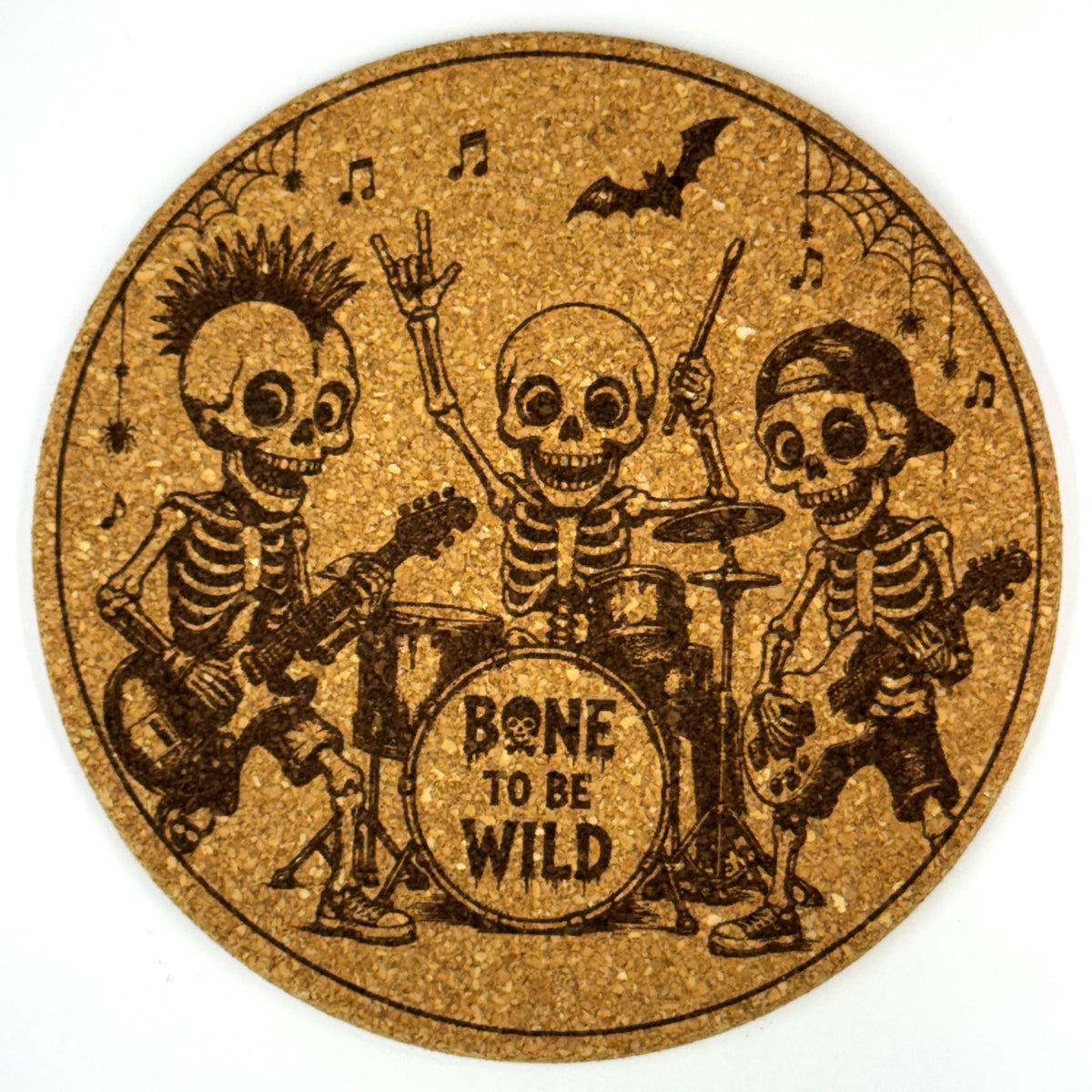 Funny Halloween Skeleton Collection Set of 9 Laser Engraved Cork Coasters