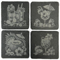 Tropical Island Cocktails & Fruit Set of 4 Laser Engraved Slate Coasters