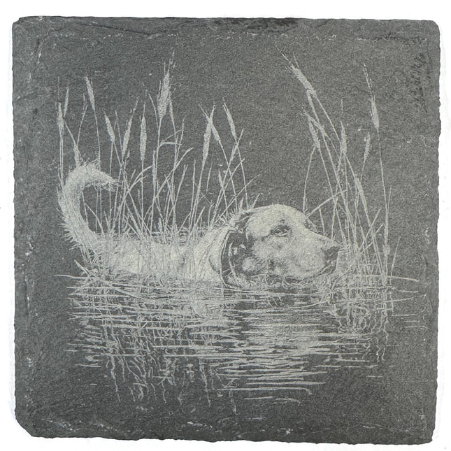 Labrador Retriever Duck Hunting Set of 4 Laser Engraved Slate Coasters