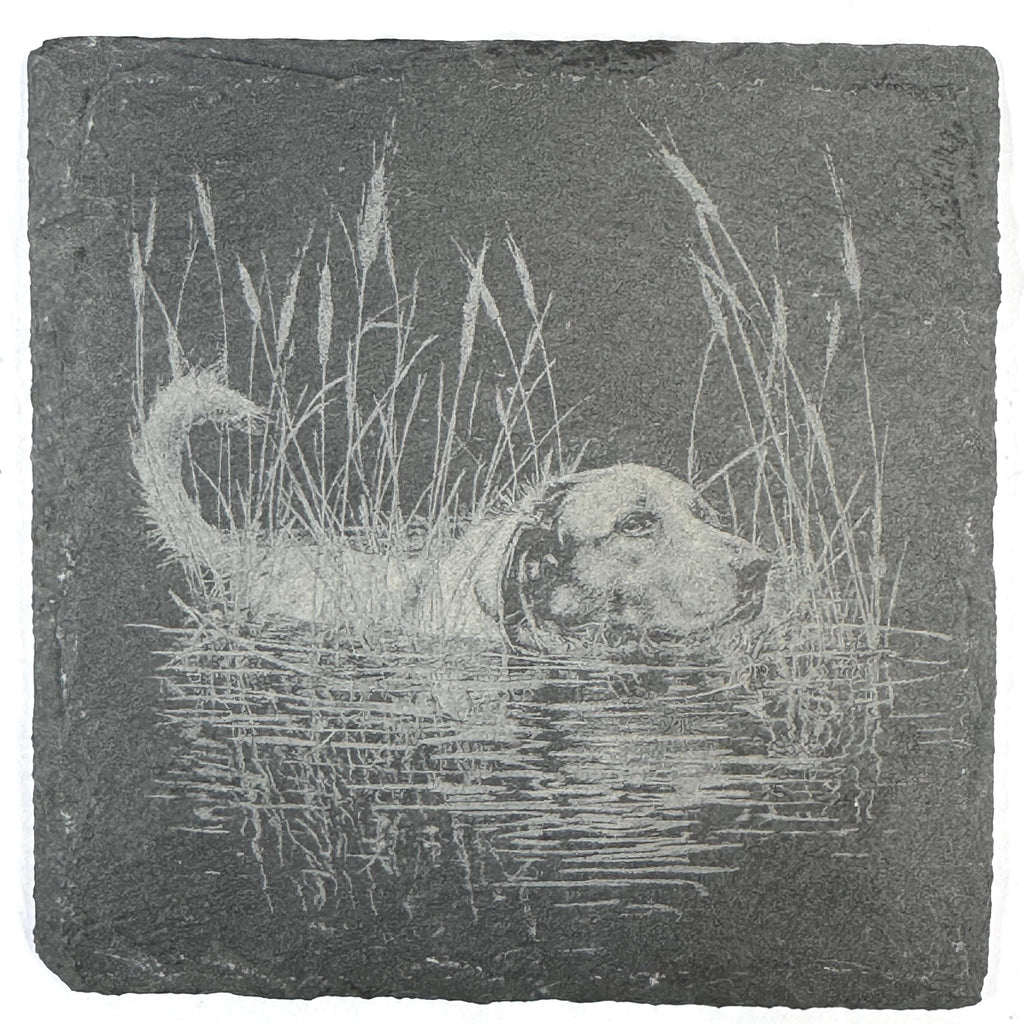 Labrador Retriever Duck Hunting Set of 4 Laser Engraved Slate Coasters