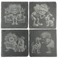 Funny Eccentric Dog Owners and Their Dogs Set of 4 Laser Engraved Slate Coasters