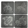 Honey Bees & Blossoms Set of 4 Laser Engraved Slate Coasters