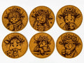 Funny Highland Cow Coffee Lovers Set of 6 Laser Engraved Round Cork Coasters