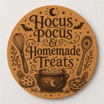 Halloween Cork Trivet, 8 Inch Laser Engraved Hot Pad, Fall Kitchen Decor