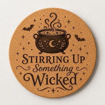 Halloween Cork Trivet, 8 Inch Laser Engraved Hot Pad, Fall Kitchen Decor