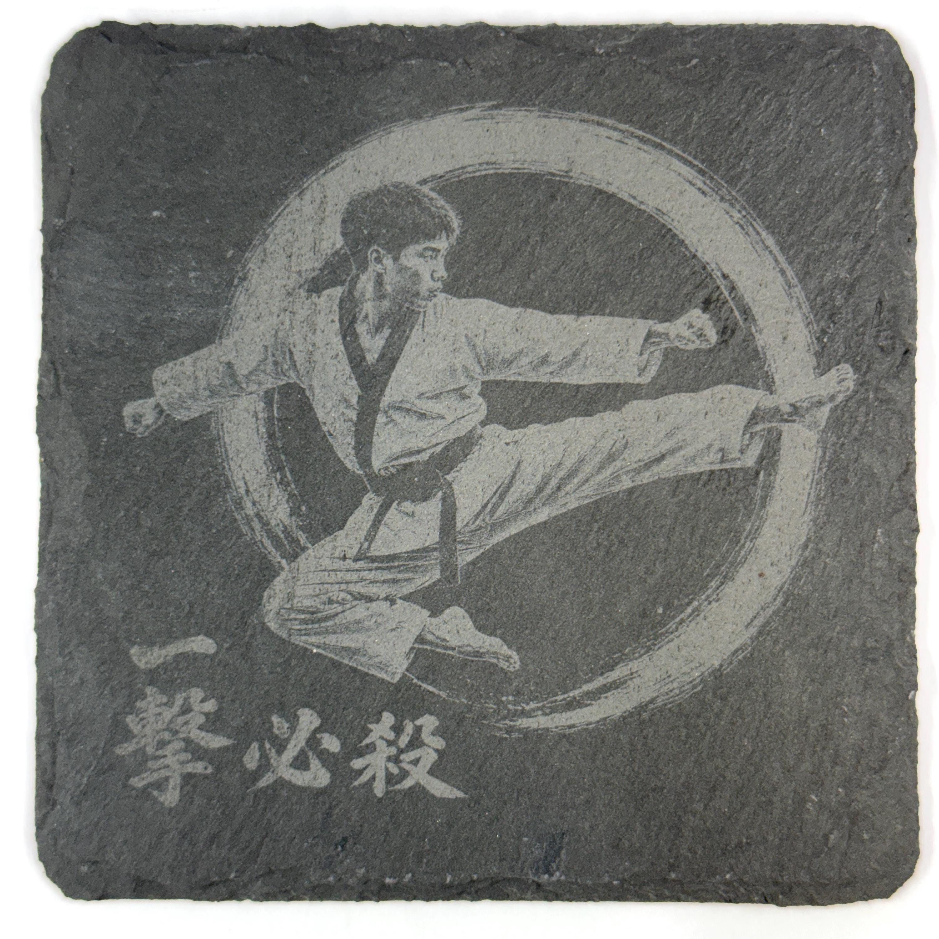 Karate Martial Arts Set of 4 Laser Engraved Slate Coasters