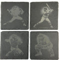 Baseball Players and Catchers Set of 4 Laser Engraved Slate Coasters