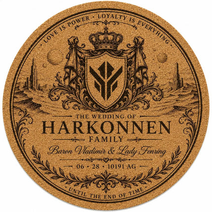 Custom Engraved Round Cork Coasters – Logo, Wedding, Bar & Event Designs