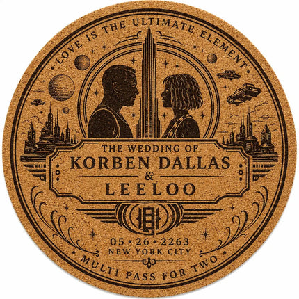 Custom Engraved Round Cork Coasters – Logo, Wedding, Bar & Event Designs
