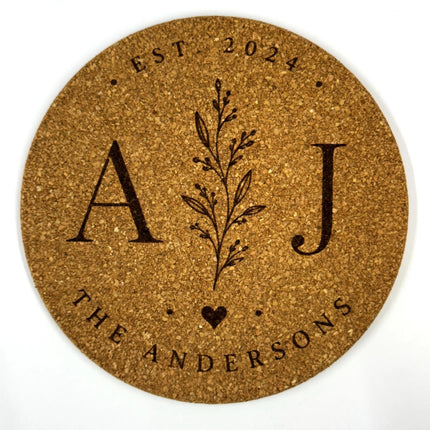 Custom Engraved Round Cork Coasters – Logo, Wedding, Bar & Event Designs