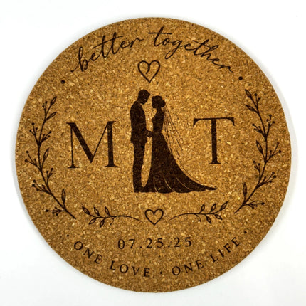 Custom Engraved Round Cork Coasters – Logo, Wedding, Bar & Event Designs