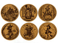 Halloween Witch & Haunted House Set of 6 Laser Engraved Cork Coasters