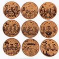 Funny Halloween Skeleton Collection Set of 9 Laser Engraved Cork Coasters