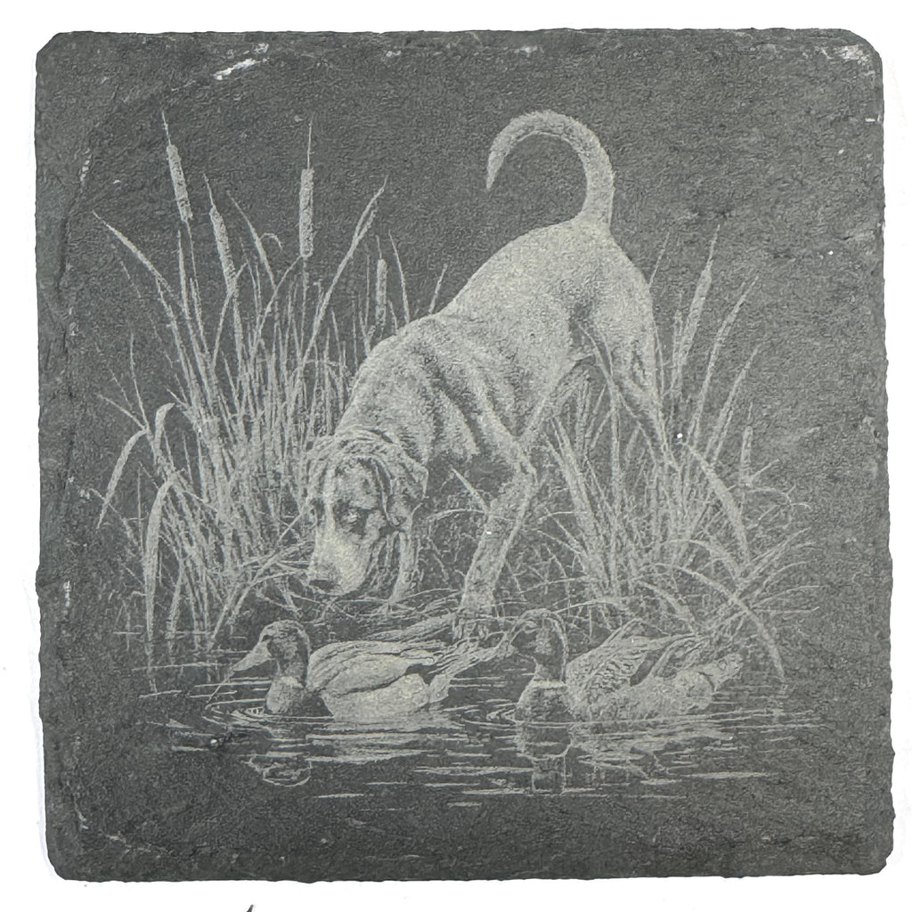 Labrador Retriever Duck Hunting Set of 4 Laser Engraved Slate Coasters