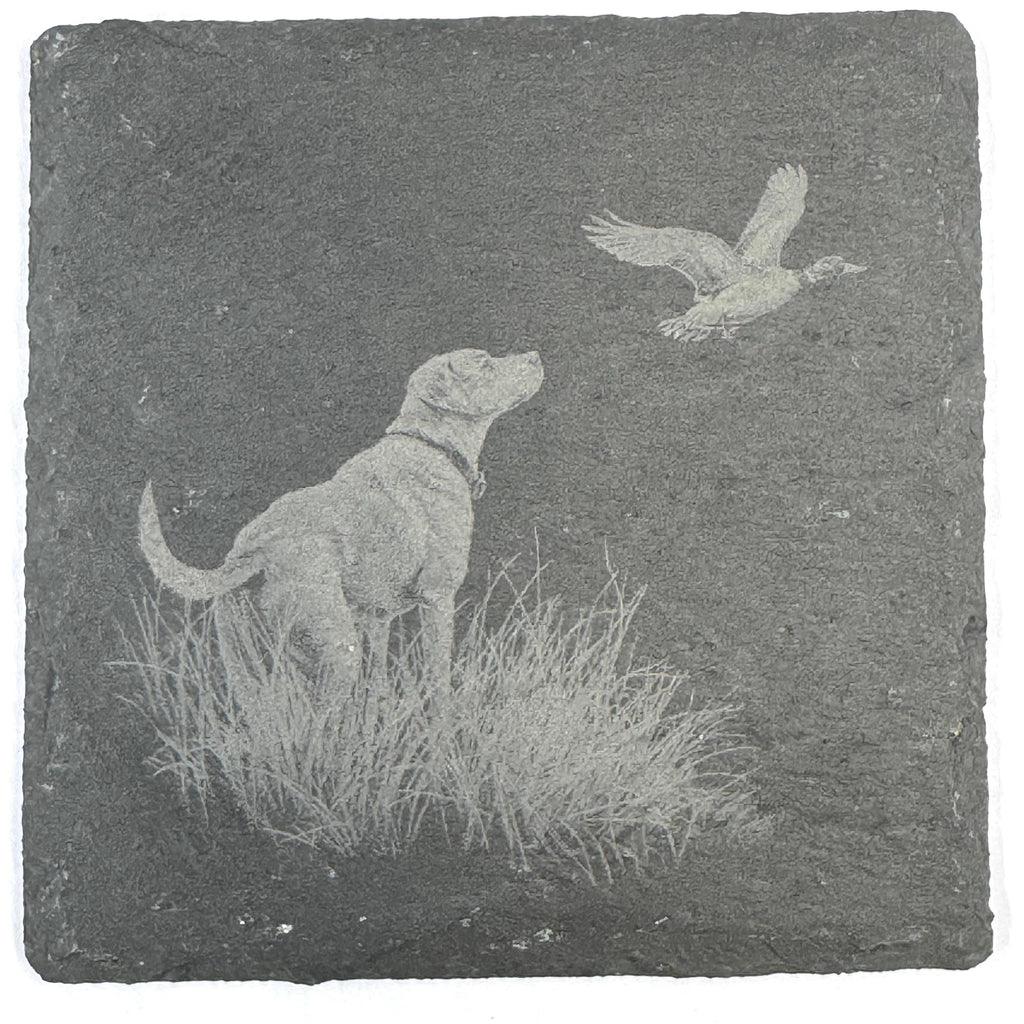 Labrador Retriever Duck Hunting Set of 4 Laser Engraved Slate Coasters