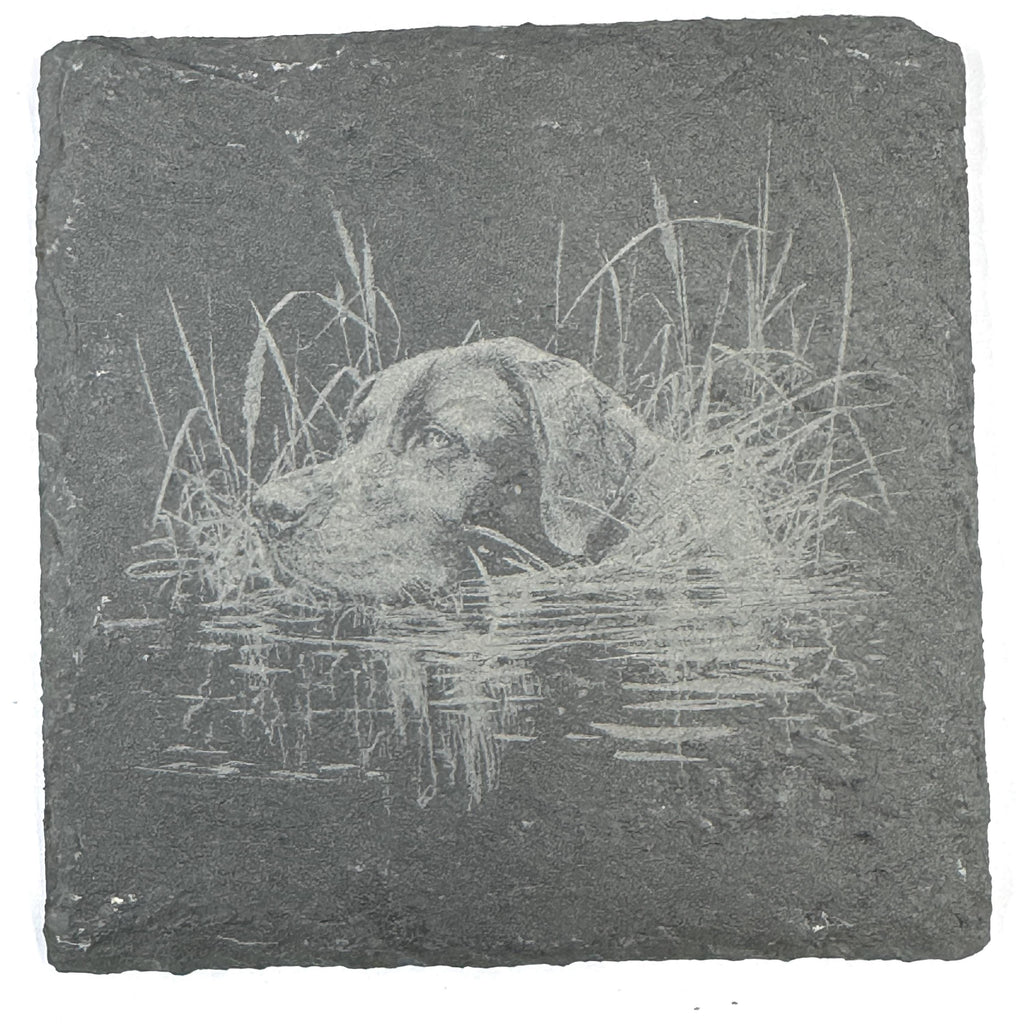 Labrador Retriever Duck Hunting Set of 4 Laser Engraved Slate Coasters