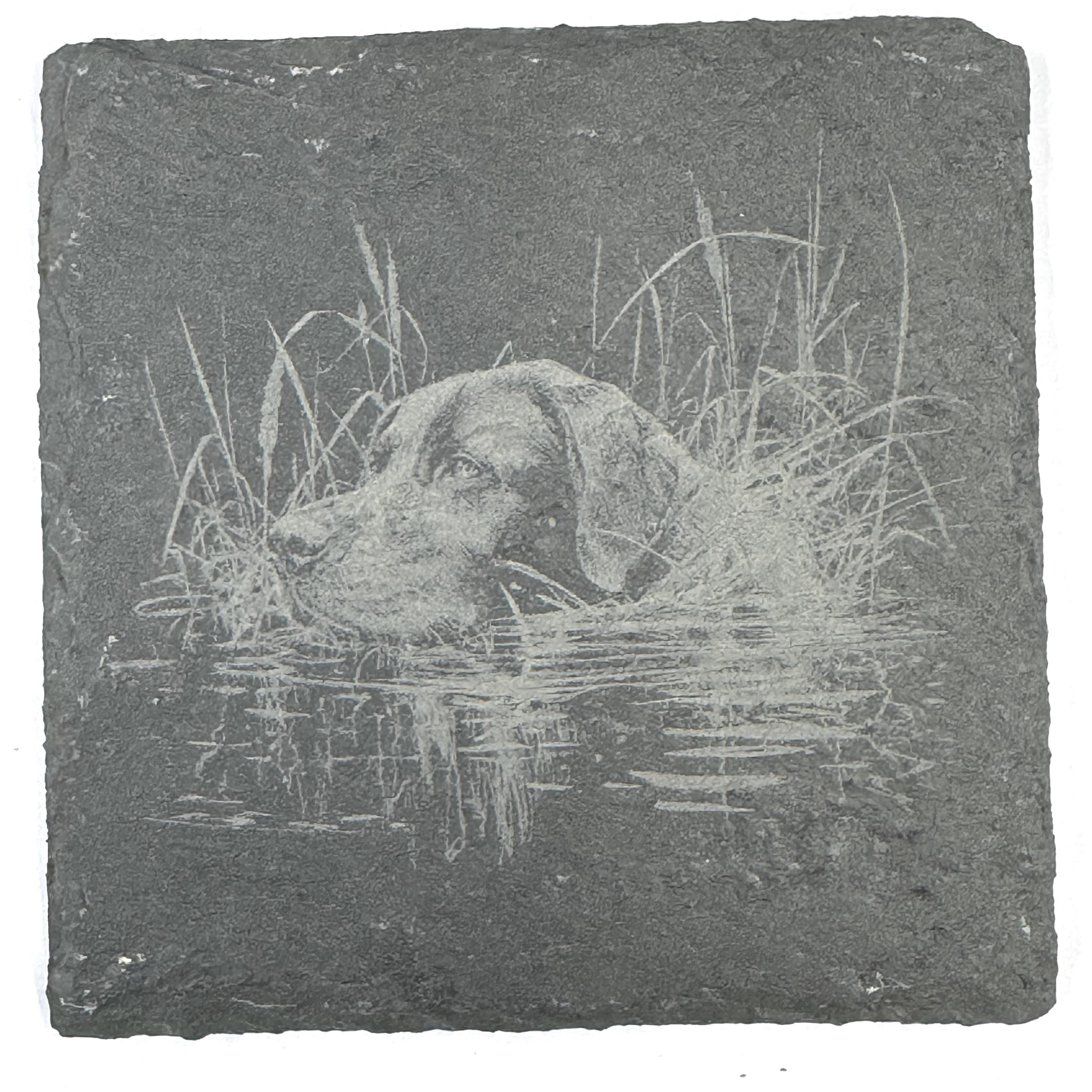 Labrador Retriever Duck Hunting Set of 4 Laser Engraved Slate Coasters
