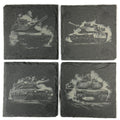 M1 Abrams Inspired Military Tank Set of 4 Laser Engraved Slate Coasters