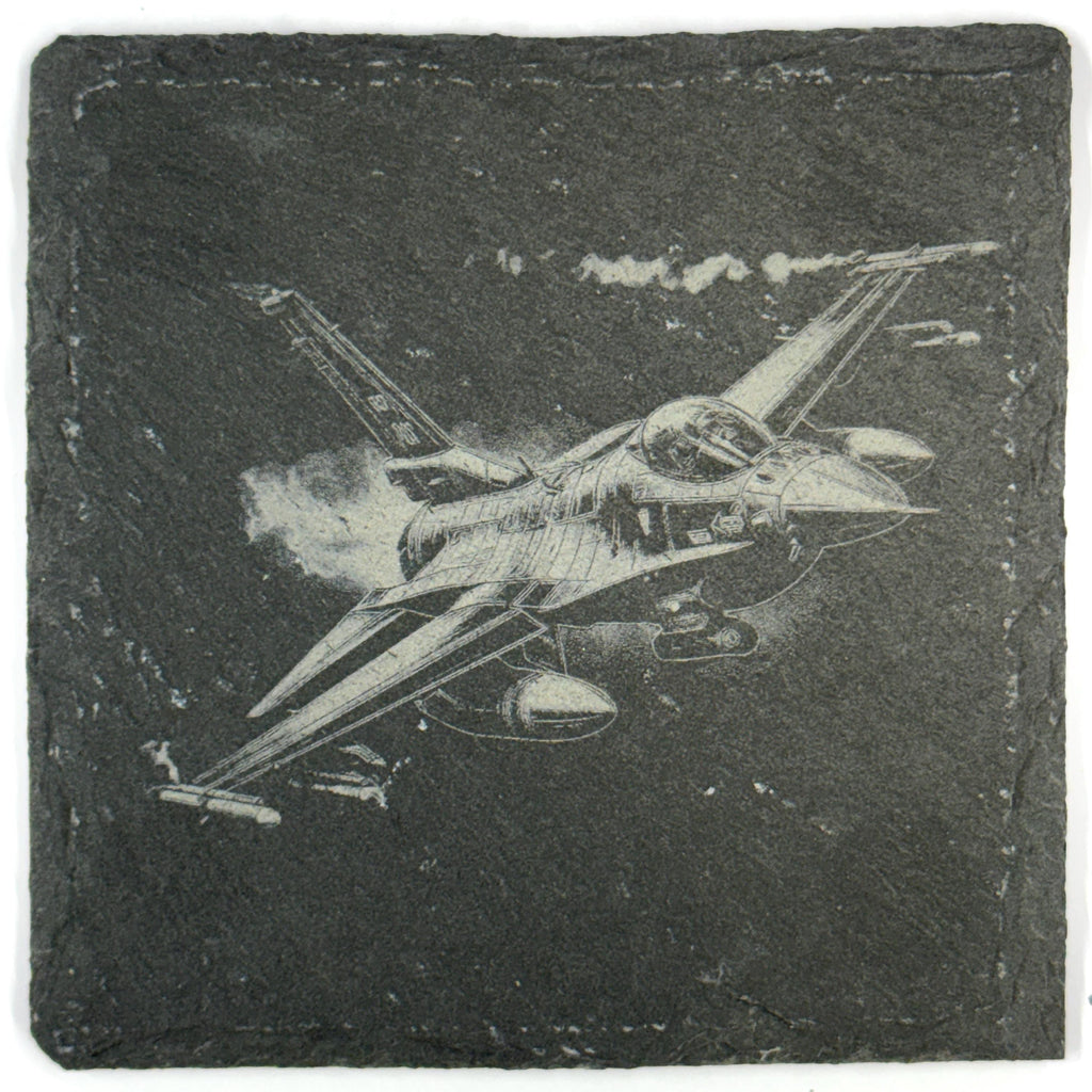 Military Aircraft Fighter Jets Set of 4 Laser Engraved Slate Coasters