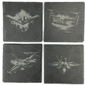 Military Aircraft Fighter Jets Set of 4 Laser Engraved Slate Coasters